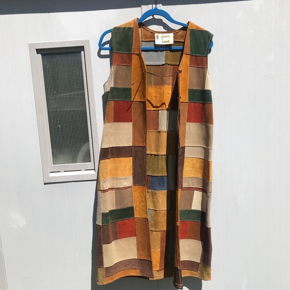 Jonathan Legault Jackets & Blazers - Jonathan Legault Vintage hippie boho Suede Patchwork 70'S leather long Vest